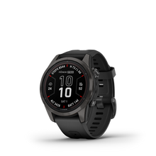 Load image into Gallery viewer, Garmin | FENIX 7S PRO SAPPHIRE SOLAR, SZÜRKE DLC TITÁNIUM, FEKETE SZILIKON SZÍJJAL (ED XD)
